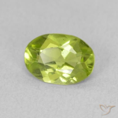 0.75 ct Green Peridot Stone, Natural Peridot in Oval Facet Shape for Sale
