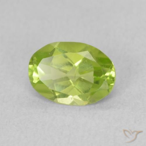 0.80 ct Green Peridot Stone, Natural Peridot in Oval Facet Shape for Sale