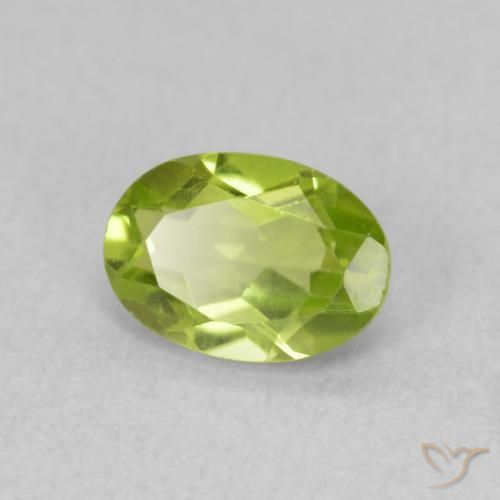 0.80 ct Green Peridot Stone, Natural Peridot in Oval Facet Shape for Sale