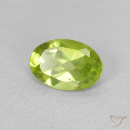 0.72 ct Green Peridot Stone, Natural Peridot in Oval Facet Shape for Sale