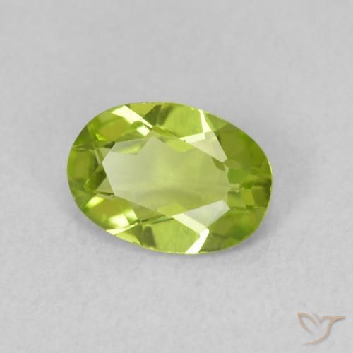 0.76 ct Green Peridot Stone, Natural Peridot in Oval Facet Shape for Sale