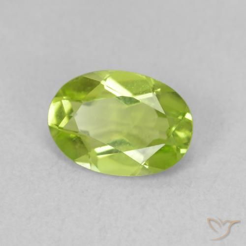 0.85 ct Green Peridot Stone, Natural Peridot in Oval Facet Shape for Sale