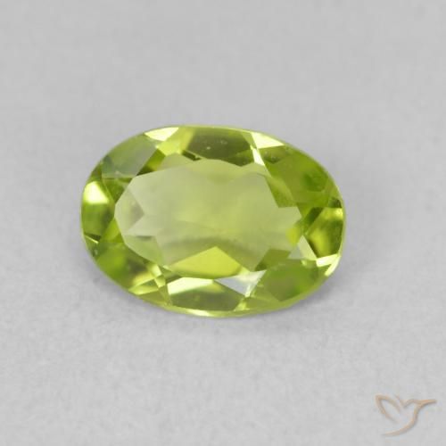 0.77 ct Green Peridot Stone, Natural Peridot in Oval Facet Shape for Sale