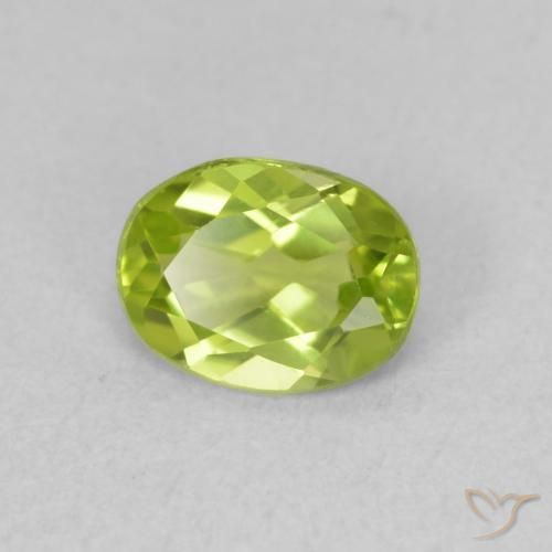 0.78 ct Green Peridot Stone, Natural Peridot in Oval Facet Shape for Sale