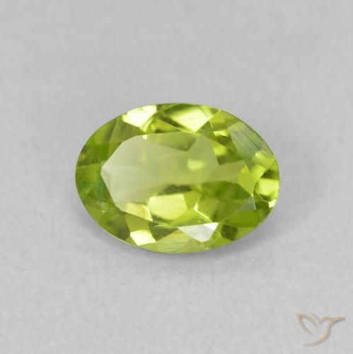0.72 ct Green Peridot Stone, Natural Peridot in Oval Facet Shape for Sale