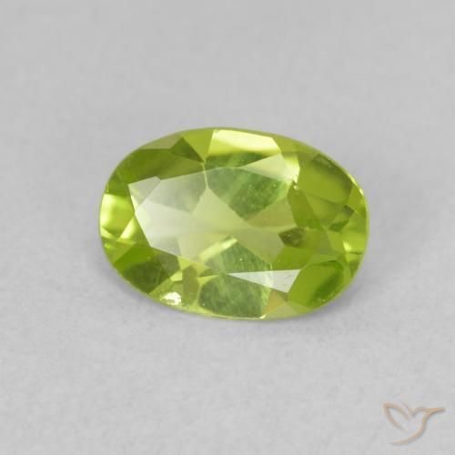 0.74 ct Green Peridot Stone, Natural Peridot in Oval Facet Shape for Sale