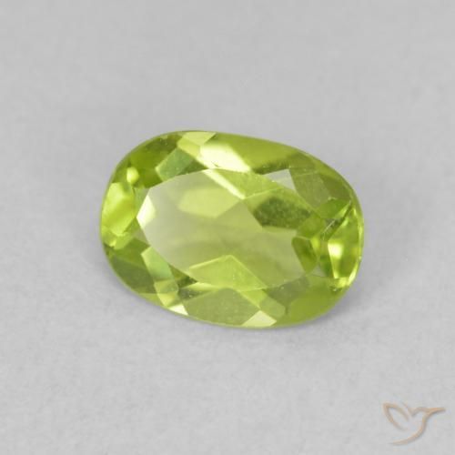 0.76 ct Green Peridot Stone, Natural Peridot in Oval Facet Shape for Sale