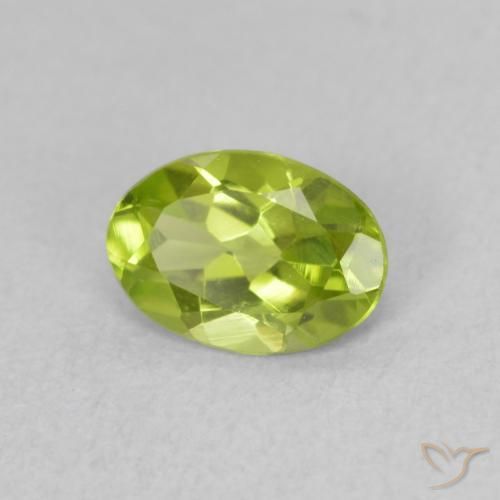 0.70 ct Green Peridot Stone, Natural Peridot in Oval Facet Shape for Sale