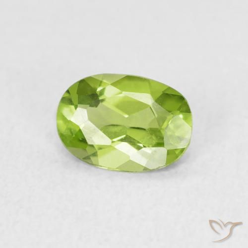 0.76 ct Green Peridot Stone, Natural Peridot in Oval Facet Shape for Sale