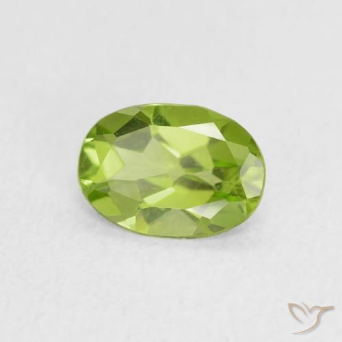 0.73 ct Green Peridot Stone, Natural Peridot in Oval Facet Shape for Sale