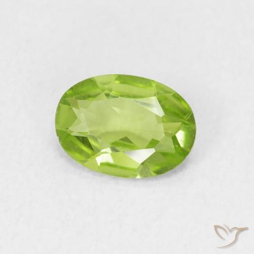 0.72 ct Green Peridot Stone, Natural Peridot in Oval Facet Shape for Sale