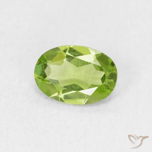 0.76 ct Green Peridot Stone, Natural Peridot in Oval Facet Shape for Sale