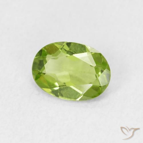 0.80 ct Green Peridot Stone, Natural Peridot in Oval Facet Shape for Sale