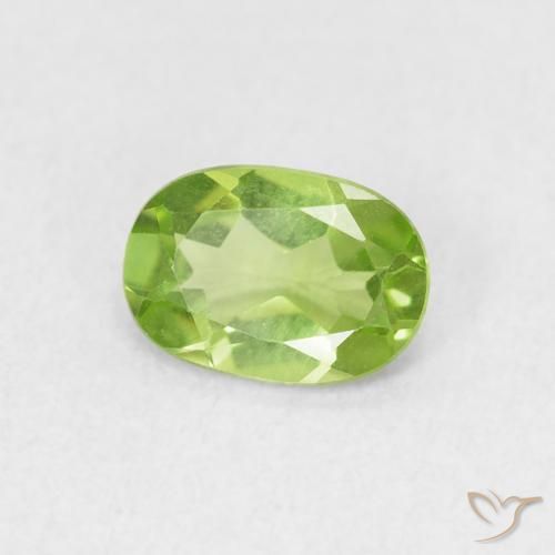 0.77 ct Green Peridot Stone, Natural Peridot in Oval Facet Shape for Sale