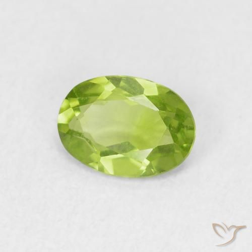 0.76 ct Green Peridot Stone, Natural Peridot in Oval Facet Shape for Sale