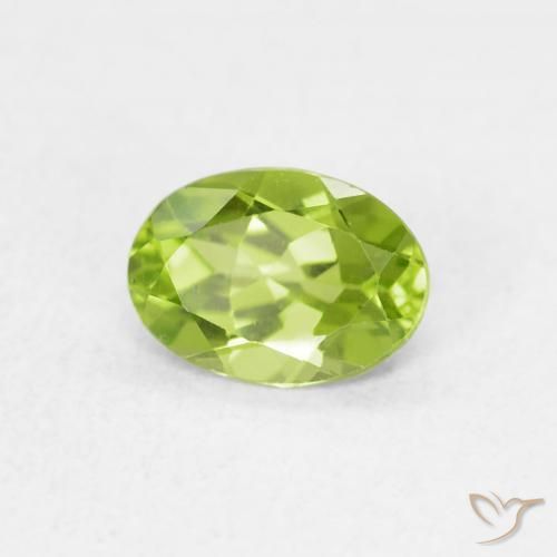 0.83 ct Green Peridot Stone, Natural Peridot in Oval Facet Shape for Sale