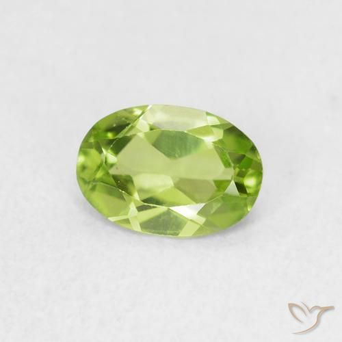 0.69 ct Green Peridot Stone, Natural Peridot in Oval Facet Shape for Sale