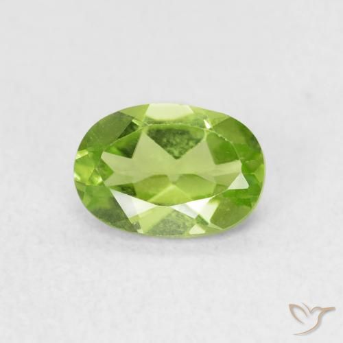 0.90 ct Green Peridot Gemstone, Peridot Gem in Oval Facet Shape for Sale.