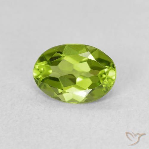 0.83 ct Green Peridot Stone, Natural Peridot in Oval Facet Shape for Sale