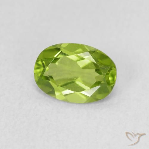 0.88 ct Green Peridot Stone, Natural Peridot in Oval Facet Shape for Sale