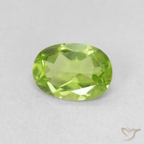 0.79 ct Green Peridot Stone, Natural Peridot in Oval Facet Shape for Sale