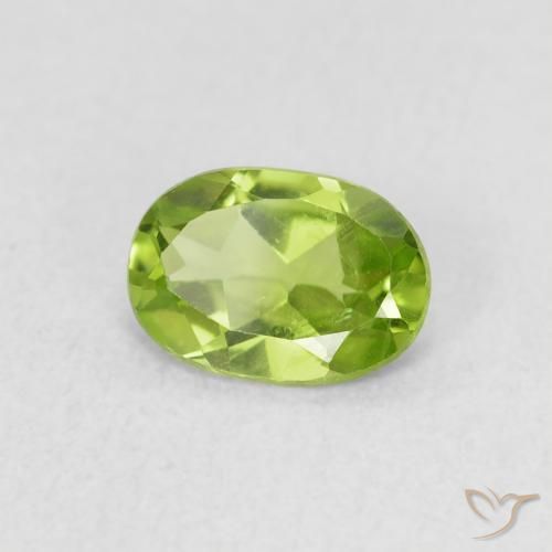 0.76 ct Green Peridot Stone, Natural Peridot in Oval Facet Shape for Sale