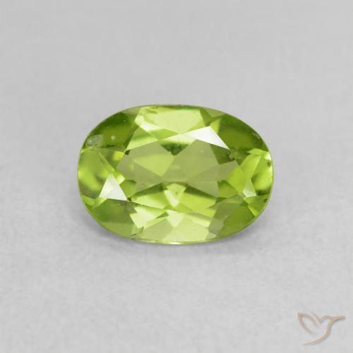 0.80ct Natural Medium Green Peridot, Oval, VS