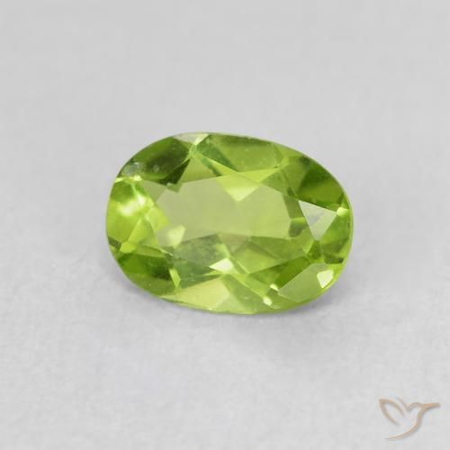 0.80 ct Green Peridot Stone, Natural Peridot in Oval Facet Shape for Sale