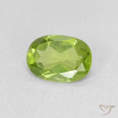 0.82 ct Green Peridot Stone, Natural Peridot in Oval Facet Shape for Sale