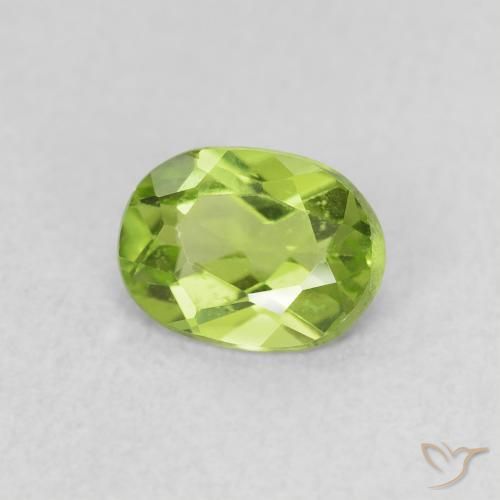 0.68 ct Green Peridot Stone, Natural Peridot in Oval Facet Shape for Sale