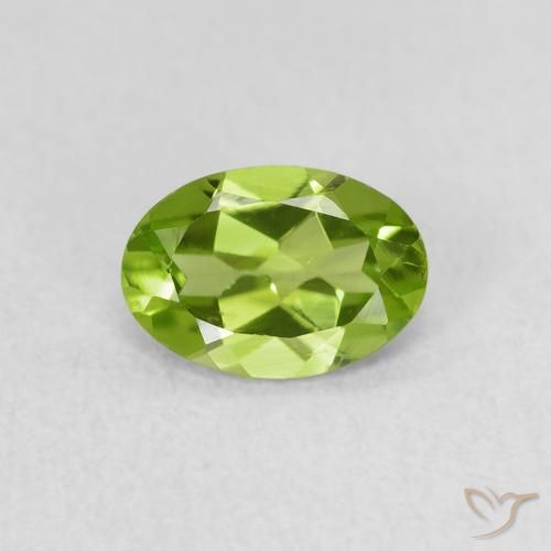 0.76 ct Green Peridot Gemstone, Peridot Gem in Oval Facet Shape for Sale.