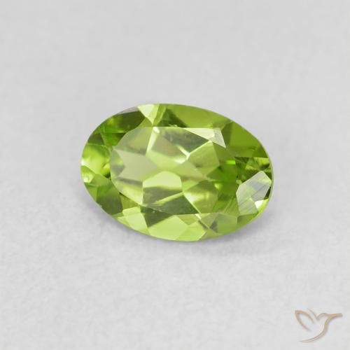 0.76 ct Green Peridot Stone, Natural Peridot in Oval Facet Shape for Sale