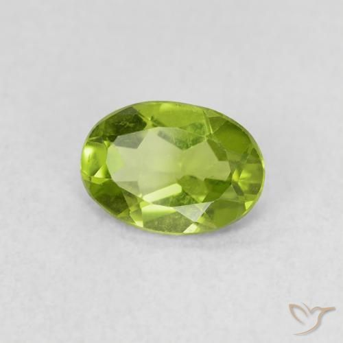 0.74 ct Green Peridot Stone, Natural Peridot in Oval Facet Shape for Sale