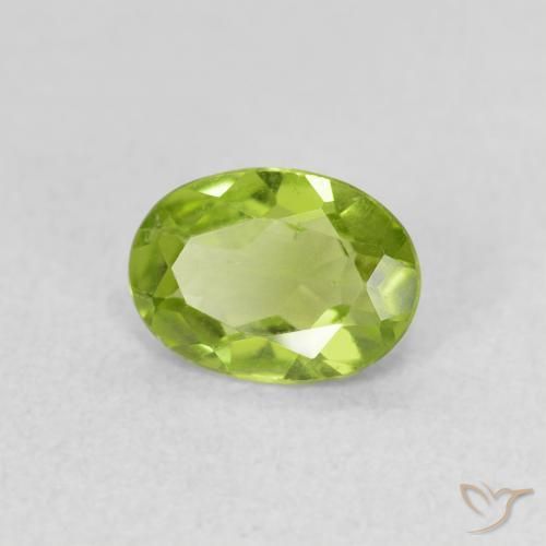 0.68 ct Green Peridot Stone, Natural Peridot in Oval Facet Shape for Sale