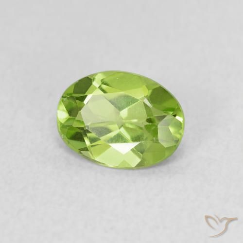 0.73 ct Green Peridot Stone, Natural Peridot in Oval Facet Shape for Sale