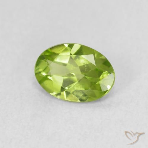 0.74 ct Green Peridot Stone, Natural Peridot in Oval Facet Shape for Sale