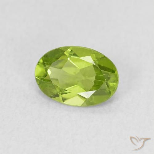 0.75 ct Green Peridot Stone, Natural Peridot in Oval Facet Shape for Sale