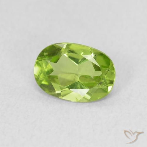 0.79 ct Green Peridot Stone, Natural Peridot in Oval Facet Shape for Sale