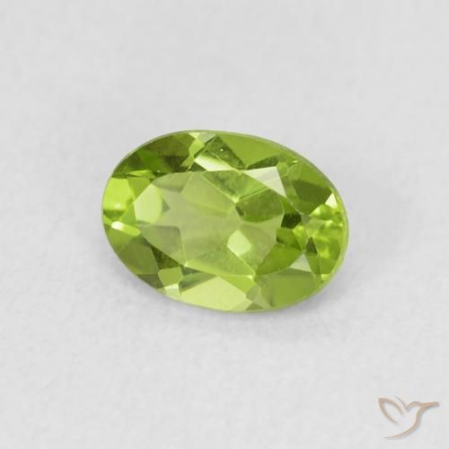 0.86 ct Green Peridot Stone, Natural Peridot in Oval Facet Shape for Sale
