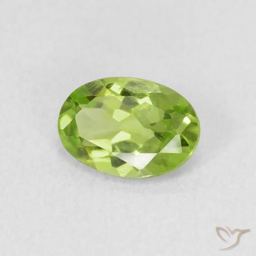 0.75 ct Green Peridot Stone, Natural Peridot in Oval Facet Shape for Sale