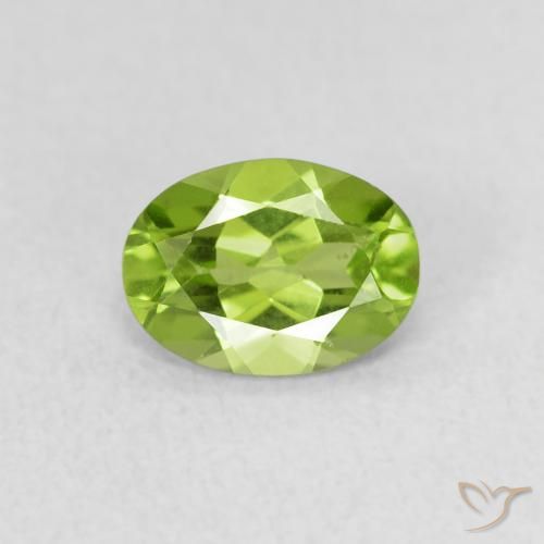0.83 ct Green Peridot Gemstone, Peridot Gem in Oval Facet Shape for Sale.