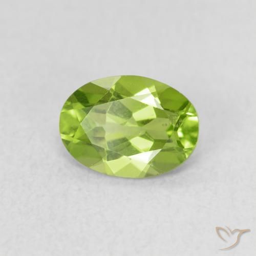 0.83 ct Green Peridot Stone, Natural Peridot in Oval Facet Shape for Sale