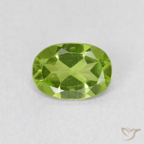0.79 ct Green Peridot Gemstone, Peridot Gem in Oval Facet Shape for Sale.