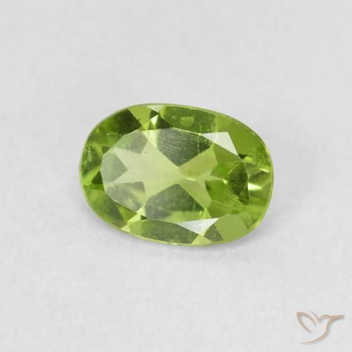 0.79 ct Green Peridot Stone, Natural Peridot in Oval Facet Shape for Sale