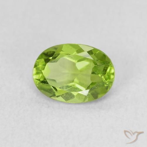 0.95 ct Green Peridot Stone, Natural Peridot in Oval Facet Shape for Sale