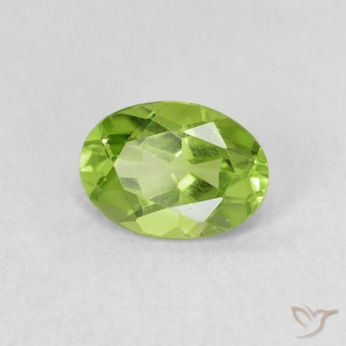 0.85 ct Green Peridot Stone, Natural Peridot in Oval Facet Shape for Sale
