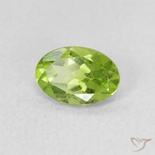 0.73 ct Green Peridot Stone, Natural Peridot in Oval Facet Shape for Sale