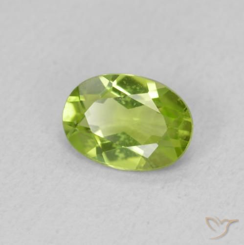 0.84 ct Green Peridot Stone, Natural Peridot in Oval Facet Shape for Sale