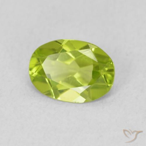 0.80 ct Green Peridot Stone, Natural Peridot in Oval Facet Shape for Sale