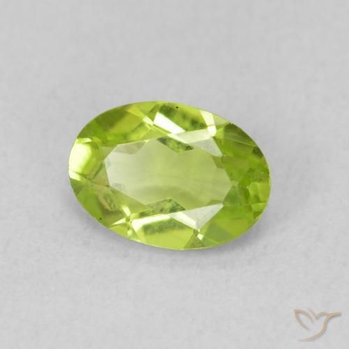 0.84 ct Green Peridot Stone, Natural Peridot in Oval Facet Shape for Sale